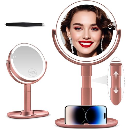 Espejo de maquillaje con luces, espejo de aumento con luz e interruptor