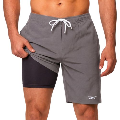 Reebok Traje de baño para hombre de 9 pulgadas con forro de compresión, 2 en 1