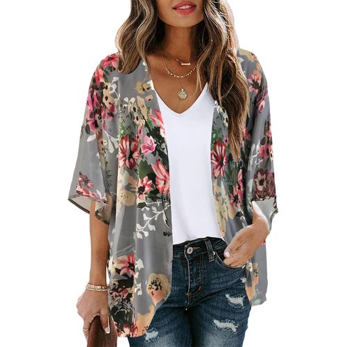 Cárdigan estilo kimono con estampado floral para mujer