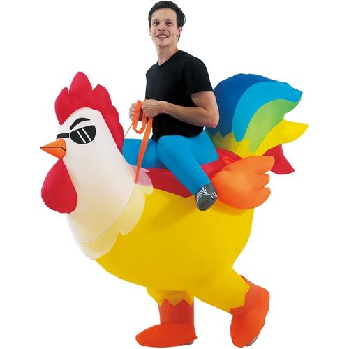 Disfraz inflable para adultos, disfraz de pollo para montar para hombres/mujeres