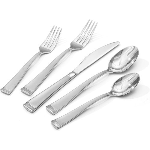 Juego de Cubiertos de Plata, Juego de Cubiertos de 30 Piezas para 6 Acero Inoxidable