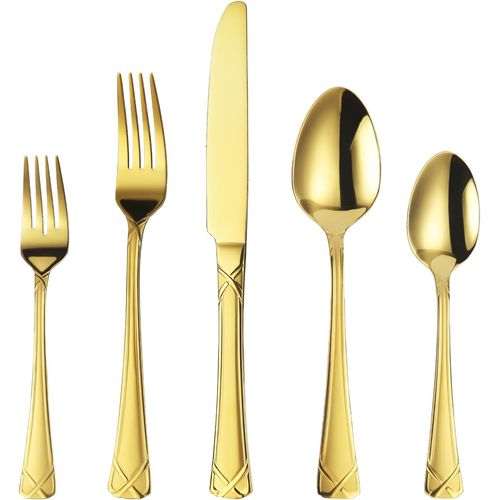 Juego de cubiertos dorados de 30 piezas, acero inoxidable