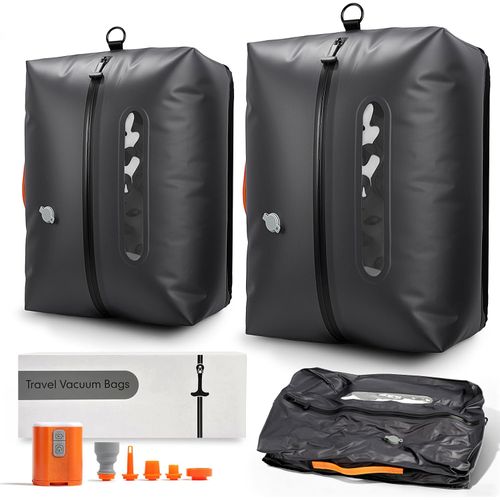 Bolsas de viaje al vacío con bomba, paquete de 2 bolsas de compresión al vacío de 34 L