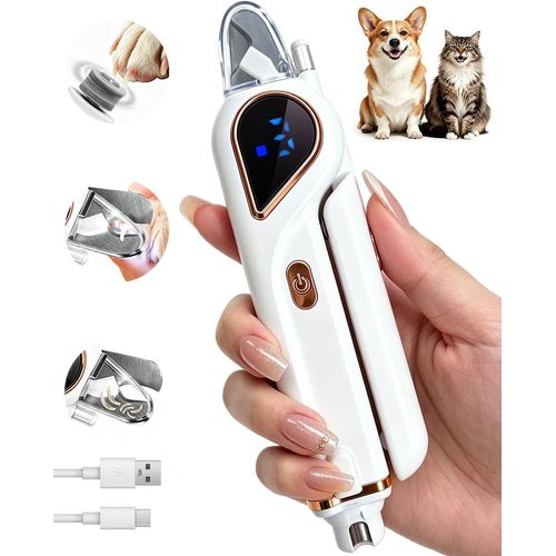 Cortaúñas para perros y amoladora de gatos 2 en 1 con luces LED 