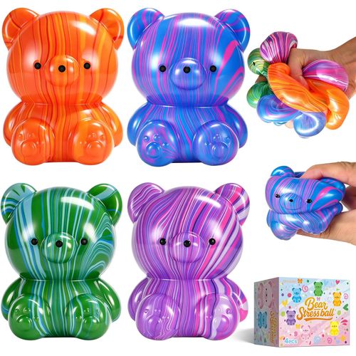 Pack 4 Osos Antiestrés 8 cm de Rebote Lento TPR