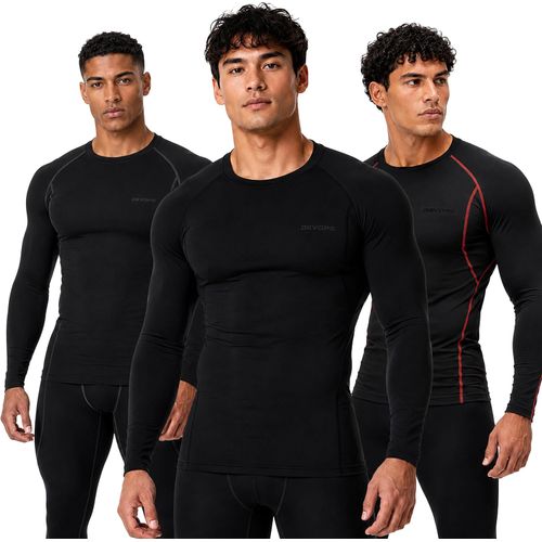 Paquete de 3 camisas de compresión de manga larga UPF 50+ para hombre
