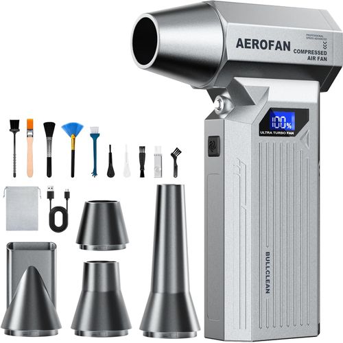 Plumero de aire electrónico de 160,000 RPM con luz LED, mini ventilador turbo ajustable