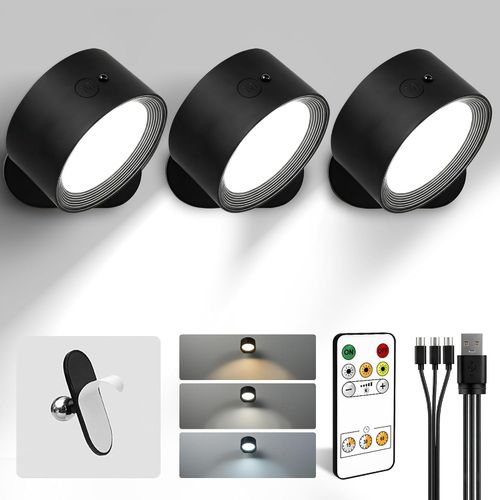 Apliques de pared recargables con control remoto, luces de pared 3 temperaturas de color