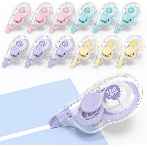 Pack 12 Cintas Correctoras 12 m Secado Instantáneo