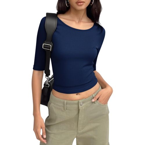 Camisetas cortas con cuello redondo para mujer