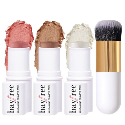 KIMUSE Trío de barra de rubor crema e iluminador y contorno para esculpir las mejilla