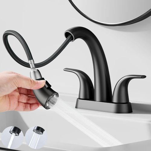 Grifo Baño 3 Orificios con Rociador Extraíble