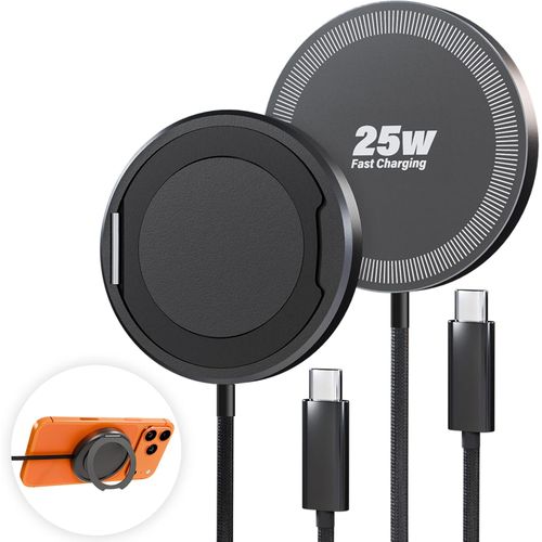 Pack 2 Cargadores Magnéticos 25 W con Soporte y Cable 2 m