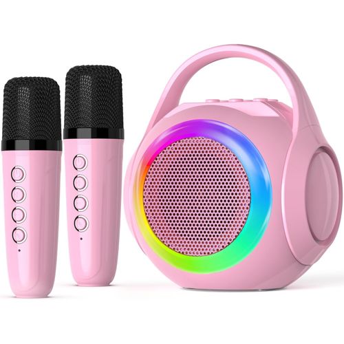 Mini máquina de karaoke para niños con 2 micrófonos inalámbricos