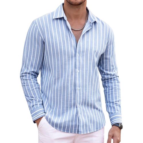 Camisa de lino de manga larga para hombre