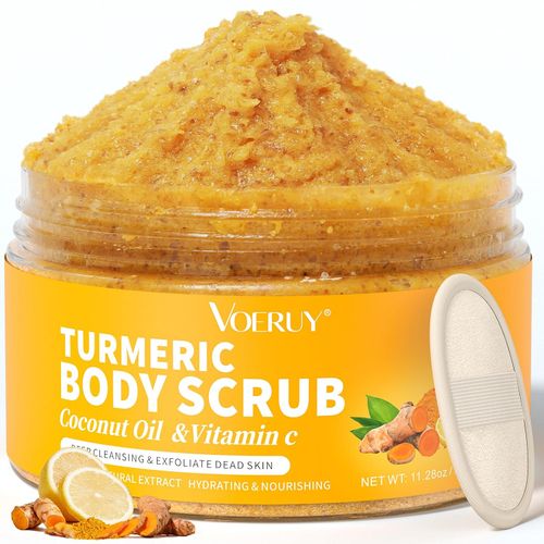 VOERUY Exfoliante Corporal de Cúrcuma, con Aceite de Coco y Vitamina C