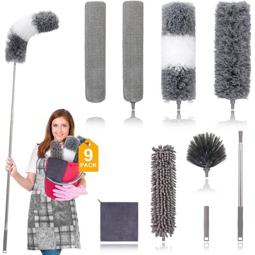 Kit de limpieza con plumero extensible y accesorios
