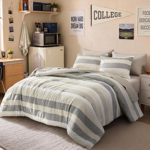 Juego de cama Queen de 7 piezas a rayas