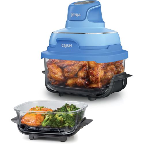 Ninja Crispi Freidora de aire de vidrio 4 en 1, 3,8 l y 1,4 l, cobalto