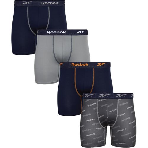 Reebok Calzoncillos tipo bóxer para hombre, paquete de 4, entrepierna de 15,2 cm