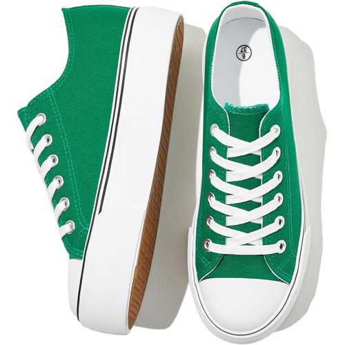 Zapatos de lona con plataforma para mujer (verde, US5)