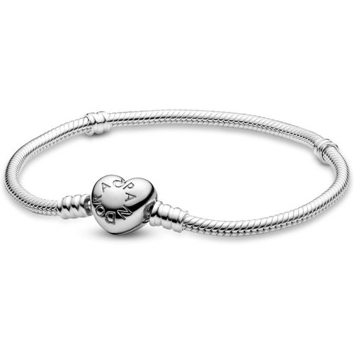 Pandora Pulsera de plata esterlina con cierre de corazón