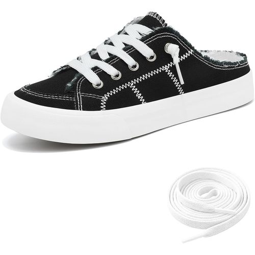 Amazon.com: Zapatillas Mule para mujer, zapatos de lona sin cordones