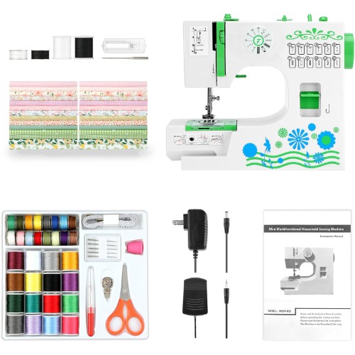 Máquina de coser portátil con kit de tela de 28 piezas - ¡CUPÓN!