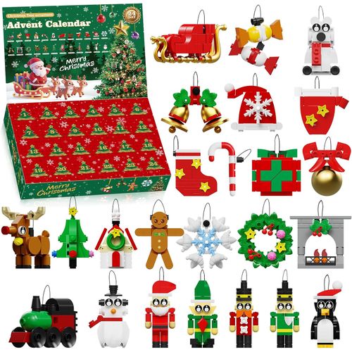 Calendario de Adviento 2026, adornos de Navidad, juego de construcción compatible con Lego