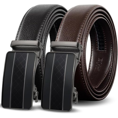 Juego de 2 cinturones de cuero con trinquete