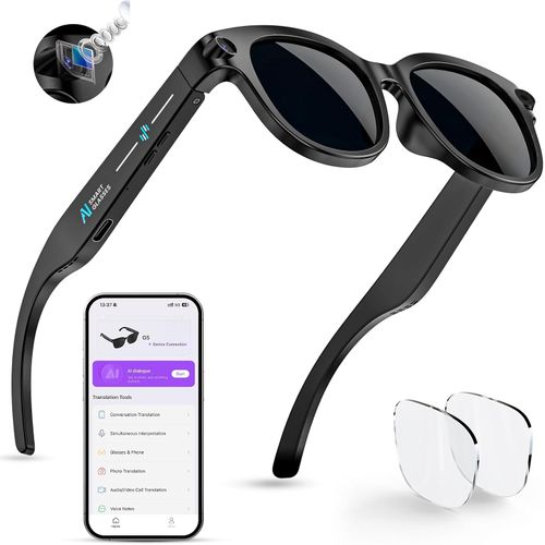 Gafas inteligentes negras con cámara y música