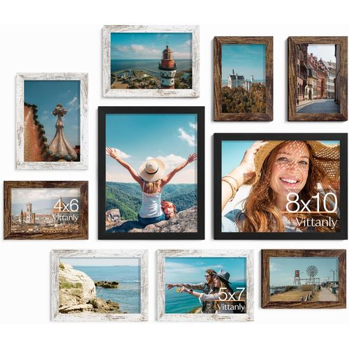 Juego de 10 marcos de fotos para pared y mesa