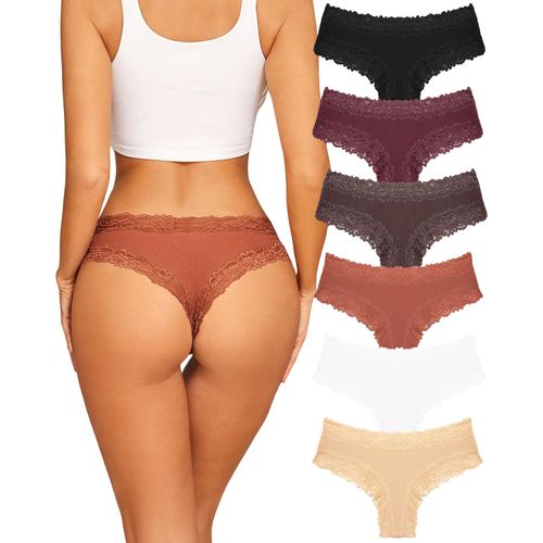 Ropa interior de algodón para mujer con encaje, brasileñas