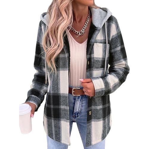 Zeagoo Chaqueta de invierno con capucha de vellón a cuadros