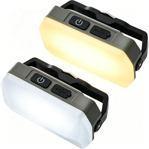 Paquete de 2 luces de campamento, 2000 lm, luz de campamento recargable