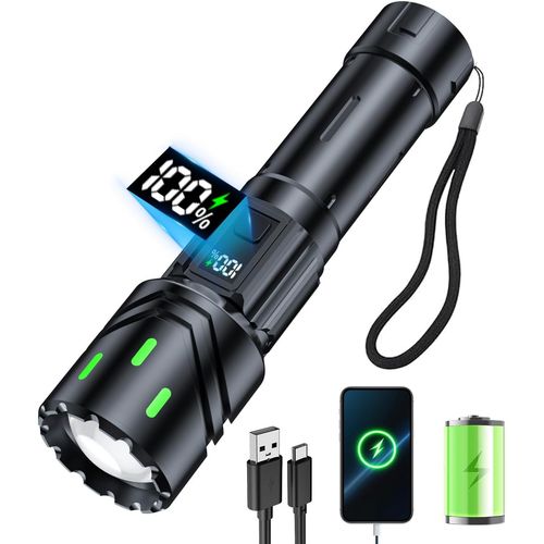 Linternas Recargables de Alto Lúmenes, Luz LED Súper Brillante, Linternas Tácticas
