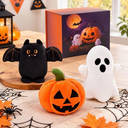 Set de 3 peluches de Halloween con caja de regalo