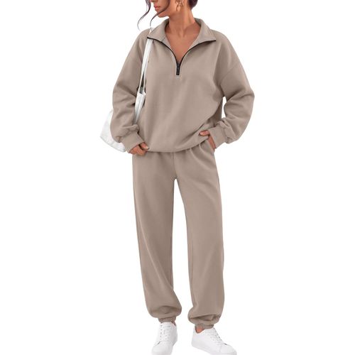 Conjunto deportivo de 2 piezas para mujer con media cremallera