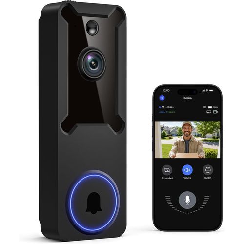 Timbre con cámara inalámbrica 1080p y batería recargable