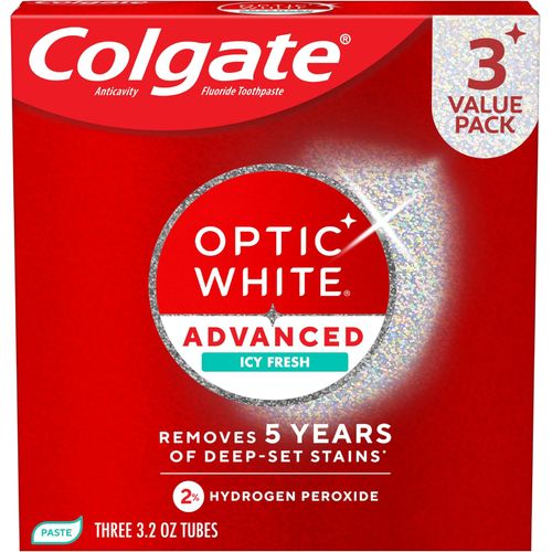 Colgate Optic White Advanced Pasta dental blanqueadora, paquete de 3