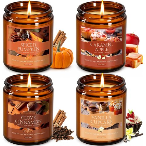 Juego de velas 4 paquetes de otoño con aroma natural de cera de soja