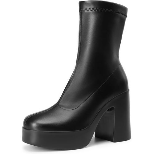 DREAM PAIRS Botas al tobillo Gogo Zapatos de plataforma para mujer, negro