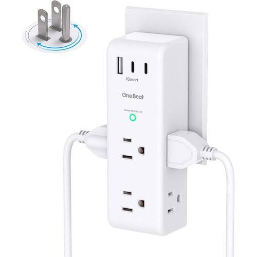 Extensor de enchufe con 6 tomas, 3 puertos USB y protección