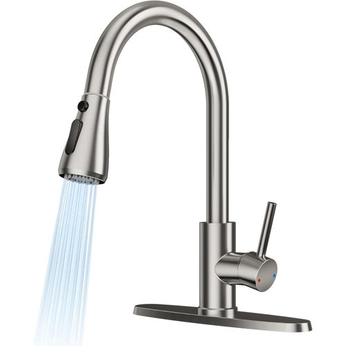 Grifo de cocina extraíble de acero inoxidable, níquel cepillado