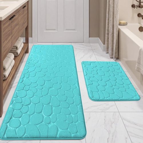 Juego de 2 tapetes de baño de espuma viscoelástica, antideslizantes