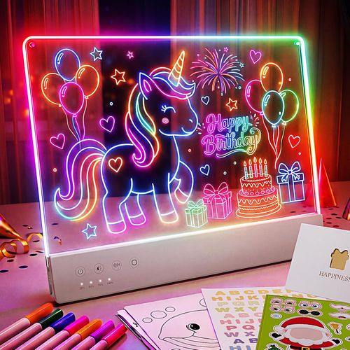 Tableta de dibujo LED para niños, tableta luminosa recargable de 16 pulgadas