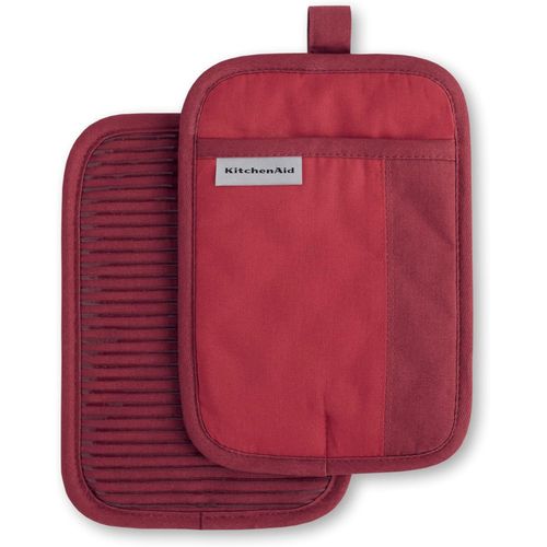 KitchenAid Beacon Juego de 2 agarraderas antideslizantes, rojo y burdeos