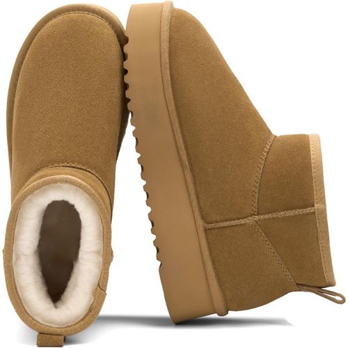 Botas de invierno para mujer de gamuza con forro cálido