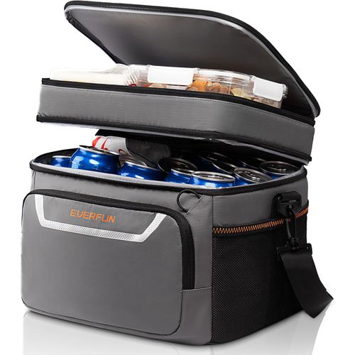 Bolsa térmica de doble compartimento para 24 latas, gris