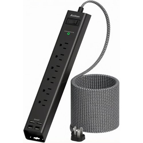 Regleta con protección contra sobretensiones, 6 tomas y 4 puertos USB